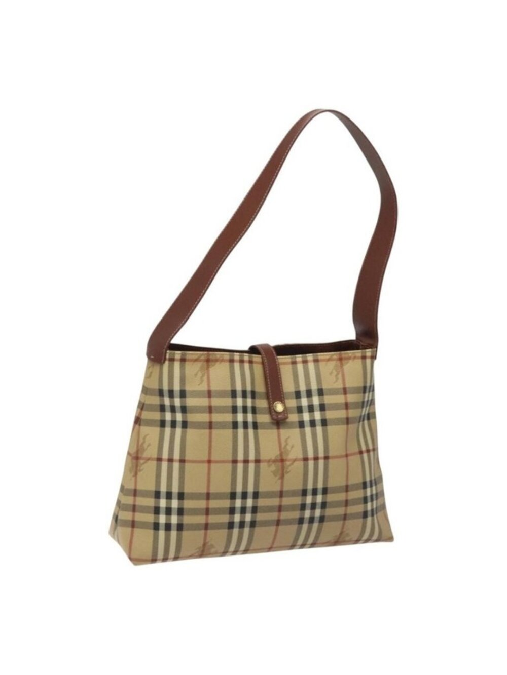 Authentic BURBERRY Nova Check Shoulder Bag PVC Beige